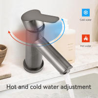 Grifo De Baño Acero Inoxidable Mezclador De Agua Caliente Y Fría Accesorios De Baño Grifo De Lavabo Instalación Montada En La Superficie Cerámica Para Válvula Material Metálico - details 4