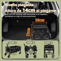 Carro Plegable para Playa con 4 Ruedas Anchas, Asa Ajustable, 2 Portavasos hasta 75 Kg - Carrito Camping Transporte Ideal para Acampar, Picnic y Compras - Negro - details 2