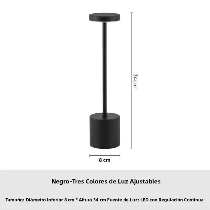 Lámpara De Mesa LED Recargable Táctil Sin Cable Con Decoración De Barra Y Exterior Tres Colores Luz Nocturna Para Cama - 1