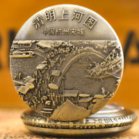 Reloj De Bolsillo De Cuarzo Para Hombres Y Mujeres Estilo Casual Con Colgante De Pintura Chino Famous Qingming River Map Universal Time - details 3
