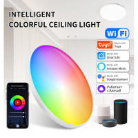 Luz Techo Inteligente 30W 2025 with Alexa/Google Control-Lámpara LED RGBW Dimmable 2700K-6500K, Ultraplana y App (Cert.) CE, Mando Includo) para Salón/Dormitorio-Blanco/Plisado" - details 0