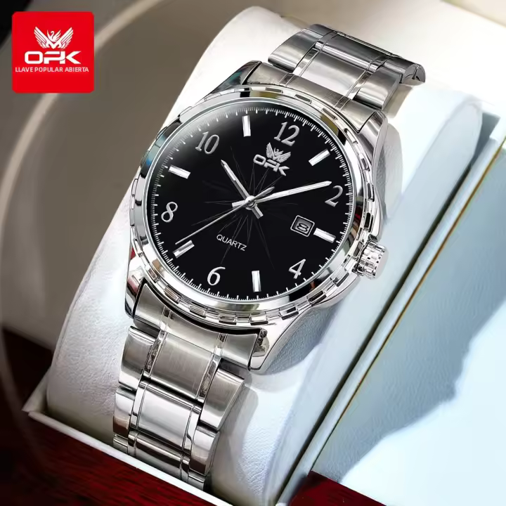 Reloj De Hombre OPK 6031 Resistente Al Agua Digital Con Espejo Luz Estelar Acero Inoxidable Movimiento De Cuarzo Automático - 1
