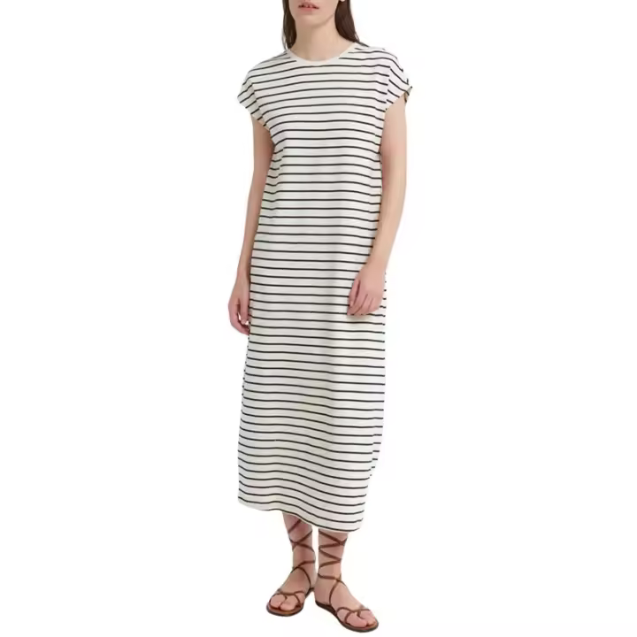 VISINNY O-NECK CAP SLEEVE MIDI DRESS  Birch BLACK - 1