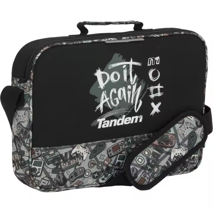 Cartera Extraescolar Tandem Play Game Sportandem, Color Negro, Medidas 38x28x6 cm - Bolsa de Viaje Niños - 1