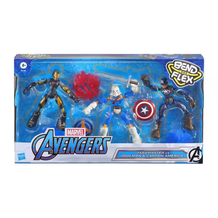 MARVEL AVENGERS JUEGO DE 3 FIGURAS TAKMASTER VS IRON MAN & CAPITÁN AMÉRICA DE HASBRO - 1