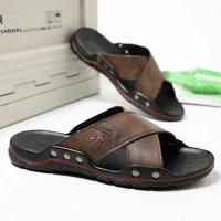 Zapatillas De Cuero Extra Anchas Para Hombre Sandalias De Comodidad Clásica Ligera Antideslizante Suela Duradera Para Exteriores - details 13