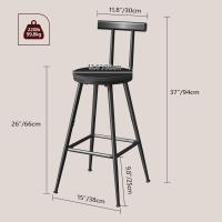 Set of 2 Bar Stools with Backrests, High Kitchen Chairs, Metal Frame, Adjustable Feet, Easy Assembly, for Kitchen, Living Room, Bar, Black - details 1