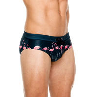 Shorts De Baño Para Hombre Estampado De Flamingo Sexy Briefs De Natación Estilo De Surf Boxer Trunks Traje De Baño Bikini Swimwear Azul - details 4