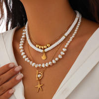 Ingemark 3Pcs/Set Collar De Perla Simulada Bohemio Con Estrella De Mar Y Escalopado Para Mujer Joyería De Cadena Elegante Regalo - details 1