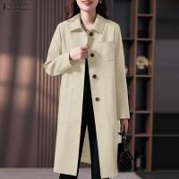 ZANZEA Chaqueta De Verano Para Mujer Estilo Oficina Lapela Cuello Largo Manga Larga Abrigo Elegante Solido Ajustado Exterior - details 3