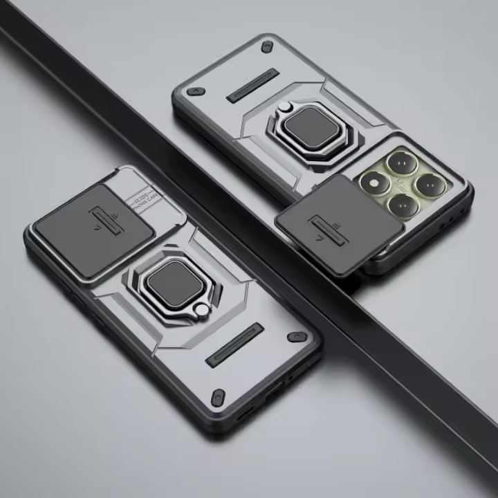 Funda De Teléfono Metálica Rotativa 360° Con Anillo Y Soporte Para Lente Protección De Pantalla Compatible Con Xiaomi 14T 13T pro Redmi Note 14C 14 12 13 13C pro - 1