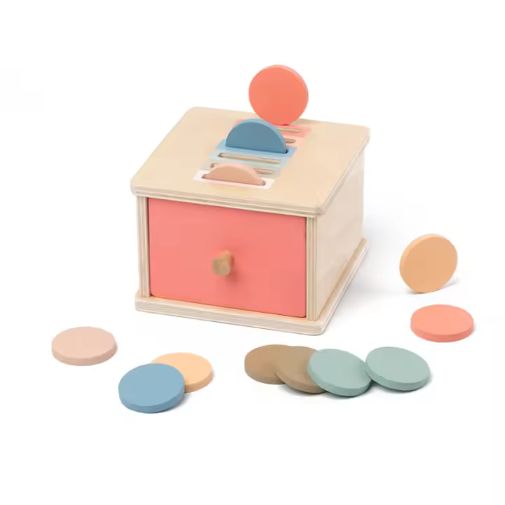 Juguete Montessori Para Bebé Caja De Monedas De Madera Cognición De Colores Y Formas Juego Educativo De Alineación De Objetos Permanentes Para Desarrollo De Motricidad Finas - 1