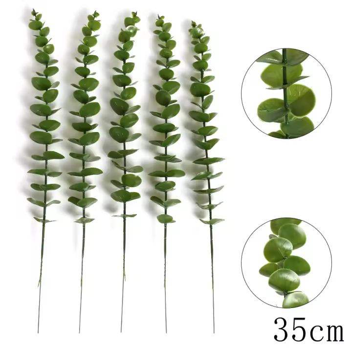 5/10Pcs Hojas De Eucalipto Artificiales Verdes Para Decoración De Boda Jardín Exterior Hogar Adornos De Mesa Corona Accesorios - 1