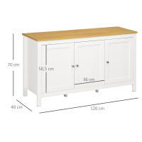 HOMCOM Aparador Armario de Cocina con 3 Puertas Buffet de Salón con Estantes Ajustables para Comedor Estilo Moderno 120x40x70 cm Blanco - details 2