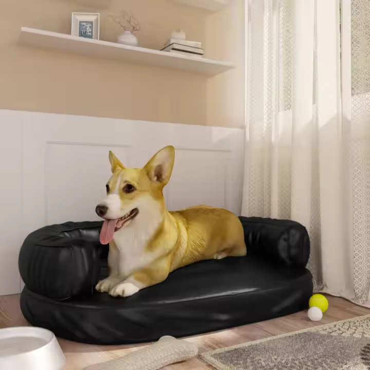 Cama para Perros de espuma de cuero sintético Azul Oscuro 75x53 cm - 1