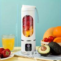 Licuadora y exprimidor portátil compacto recargable por USB: fácil de limpiar, perfecto para batidos, licuados y bebidas de frutas frescas; capacidad de 10,14 oz a 16,91 oz, con pantalla digital, cuchilla de acero inoxidable; ideal para el hogar, la ofici - details 2