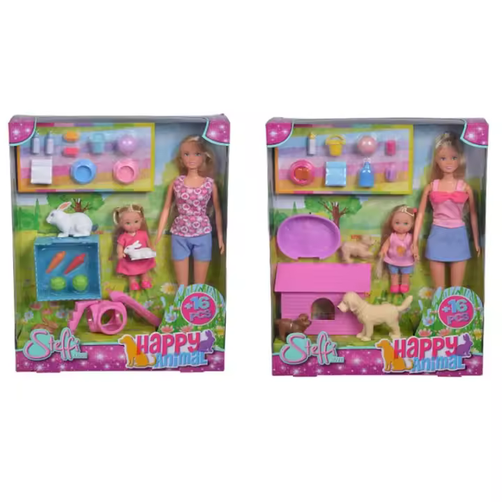 Muñecas Steffi y Evi Love Set Animales Felices de Simba - 1