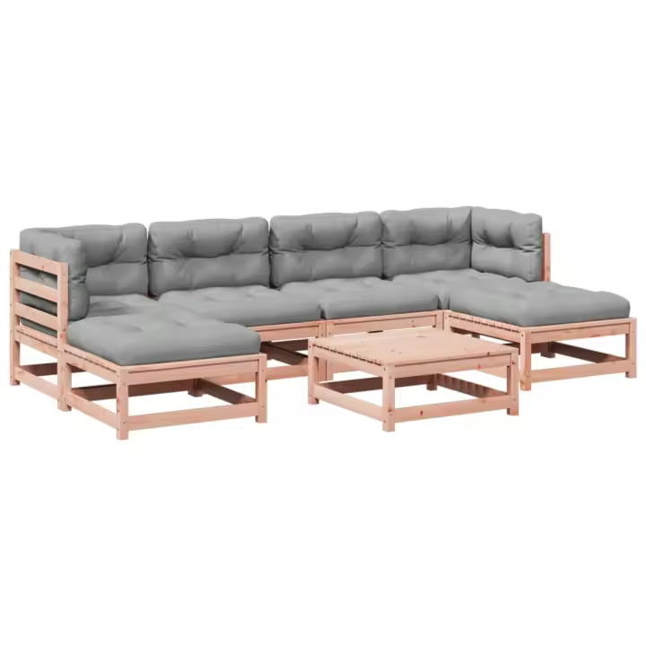 vidaXL Set de sofás jardín 7 pzas con cojines madera abeto Douglas - 1