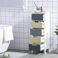 HOMCOM Cómoda de Madera con 5 Cajones Cajonera Auxiliar de Almacenaje con Patas Elevadas Estilo Moderno para Dormitorio Salón Baño 35x28x90,5 cm Multicolor - details 1