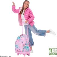 TOTTO Mochila Escolar con Ruedas Renglones – Estampado Shiny Heart Glitter | 26,21L | Porta PC 14” | Ruedas Reforzadas | Manija Telescópica | Eco RPET | Correas en S | Ergonomía y Estilo para el Día a Día - details 0