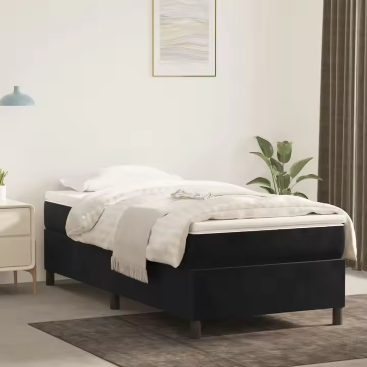 vidaXL Estructura de cama sin colchón terciopelo negro 80x200 cm - 1