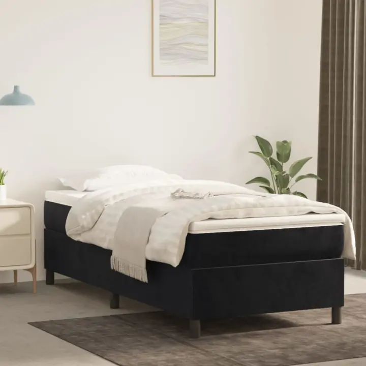 vidaXL Estructura de cama sin colchón terciopelo negro 80x200 cm - 1