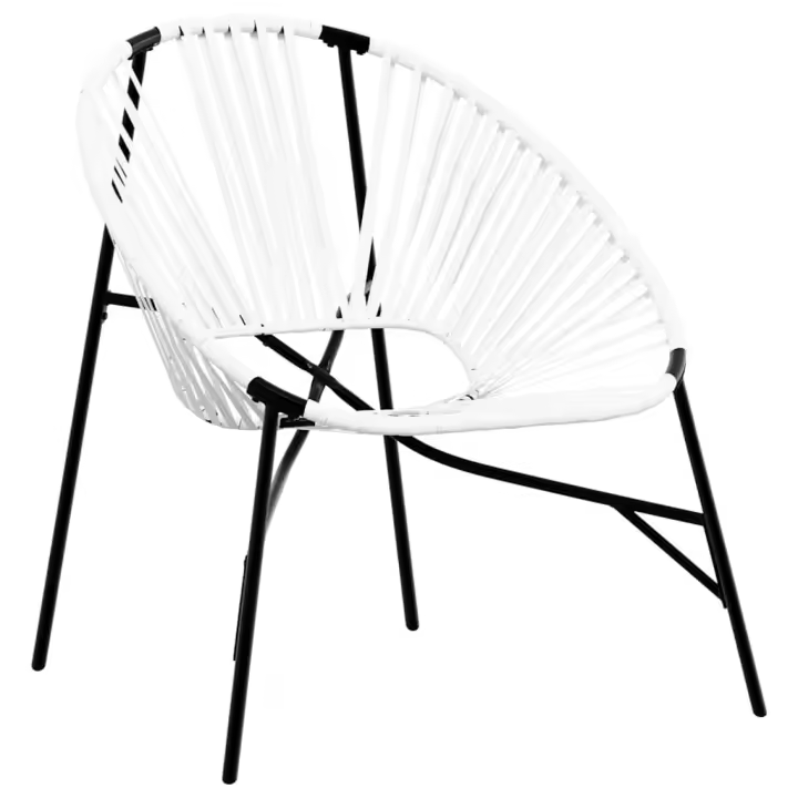 Silla de Jardín con forma huevo de trinquete sintético Blanco y Negro - 1