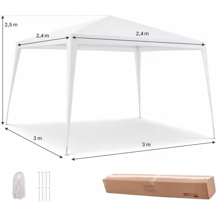 Carpa Cenador 3x3m Plegable Impermeable Blanca | Montaje Rápido sin Herramientas | Exterior Jardín, Playa, Camping y Eventos - 1