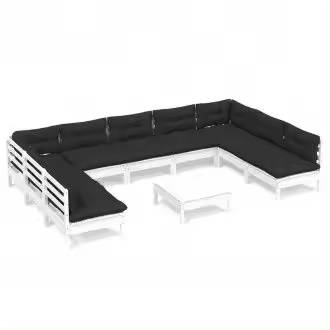 VIDAXL 3097182 juego de muebles para jardín de madera maciza de pino color blanco y gris antracita 10 piezas - 1