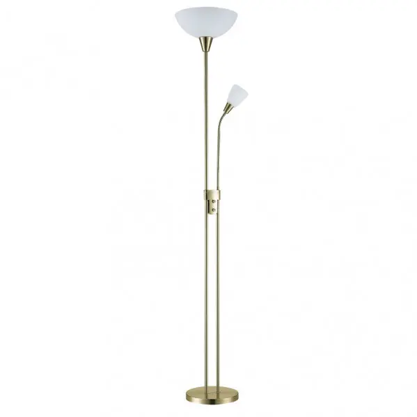 FABRILAMP Pie de Salón Deneb 1XE27+1XE14 con Lector Cuero 180x30x30 Cm - 1