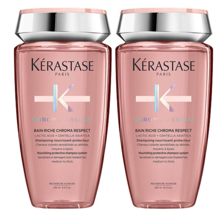Pack x2 Kérastase Chroma Absolu Bain Riche Chroma Respect – Champú Nutritivo y Protector del Color