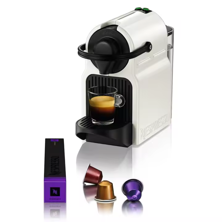 Krups Nespresso Inissia XN1001 - Cafetera monodosis de cápsulas Nespresso, 19 bares, apagado automático, capacidad de 0,7L, diseño compacto, modo eco, color blanco, incluye kit de bienvenida [Clase de eficiencia energética A] - 1