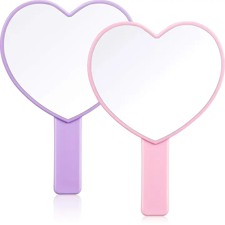 2 Espejos De Mano en forma de corazón, Espejos de viaje para maquillaje, mini - 1