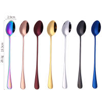 6pcs Cucharas De Crema De Acero Inoxidable 304 Cucharas De Café Con Mango Largo Utensilios De Cocina Ecológicos Y Resistentes - details 2