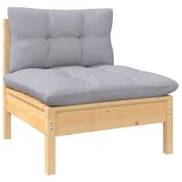 vidaXL Sofá de jardín de 2 plazas con cojines madera maciza pino Marrón y gris, Natural y crema, Blanco Conjunto Terraza Muebles Jardín Exterior Juego de Muebles de jardín Mueble Jardín Exterior Muebles de Salon Exterior - details 4