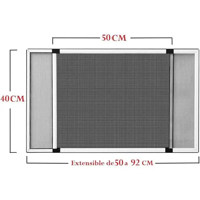 -- Mosquitera extensible de Aluminio Blanco, Mosquitera Fija extensible color Blanco adapta mesa a Ventanas, anti-insectos (mosquitos o moscas) - 1