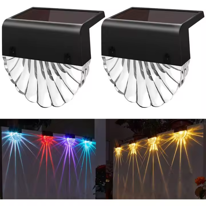 Paquete de 2 luces LED solares de pared para vallas, luz solar para exteriores, 2 modos de iluminación, lámpara de jardín impermeable para patio, jardín, escaleras, balcón - 1