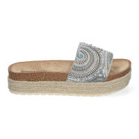 Davinia Shoes Sandalia Plana de Mujer, Comoda y Elegante, Diseño Moderno, Estilo Bio, Forrada de Yute y con Piedras de Strass en la Pala. Shoes&Blues.es AY-3072-Plata - details 1