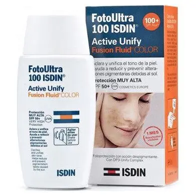 Isdin Fotoultra 100 Active Unify Fusion Fluid Color Antimanchas Spf 50+, 50 Ml - 1