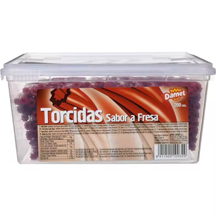 Regaliz Fresa Damel - Torcidas de Fresa Damel - Caja 200 Regalices de Fresa - 1