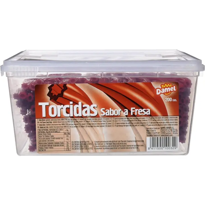 Regaliz Fresa Damel - Torcidas de Fresa Damel - Caja 200 Regalices de Fresa - 1