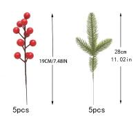 10Pcs Ramas De Pino Artificial Con Bayas Rojas Para Decoración De Navidad Árbol De Navidad Corona De Navidad Regalo De Decoración - details 1