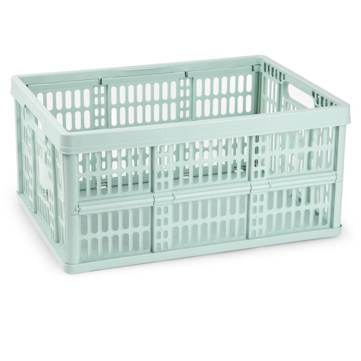 CABLEPELADO Caja Plegable Con Asas Para Camping y Organizador, 48x35x23 cm, Capacidad 32 Litros, Carga Máxima 18 Kg, Verde Claro