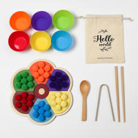 Juguete Educativo Montessori Para Niños Tablero Arcoíris De Madera Juego De Alineación De Colores Y Formas Entrenamiento De Motricidad Finas - details 1