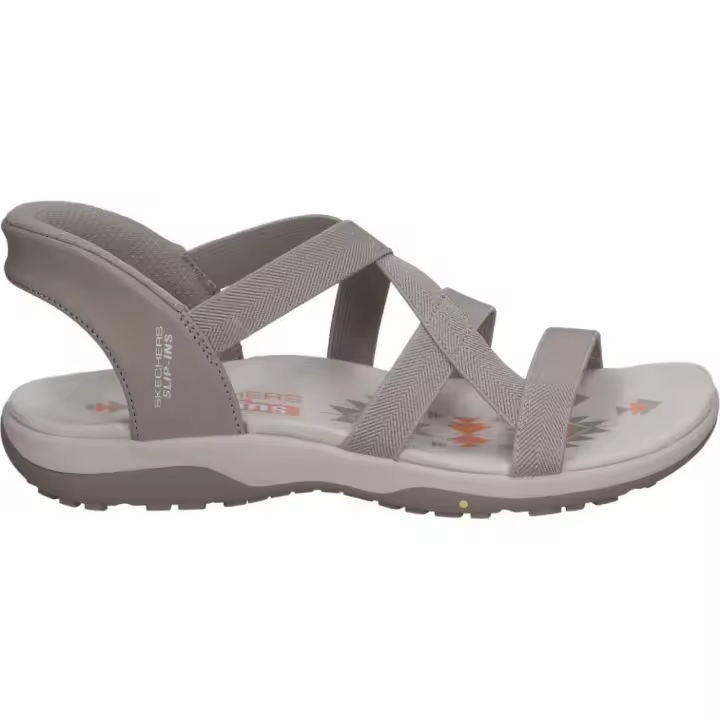 SKECHERS | Sandalias Skechers Slip Ins Reggae Slim Stretch Flex para Mujer – Sandalias con Tiras en Color Taupe – Sandalia sin Cierre – Slip Ins – Apto para Lavadora – Vegan – Cómodas y Versátiles – Modelo 163460-TPE - 1