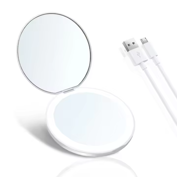 Espejo de maquillaje LED portátil recargable con Luz - 1