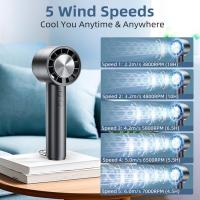 Mini ventilador portátil de mano con función de compresión de hielo, 4000 mAh, ventilador de mano recargable por USB con 5 velocidades para viajes, camping, oficina en casa, color negro - details 3