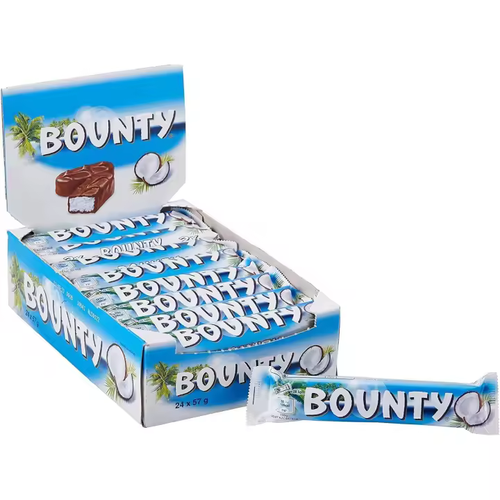 Bounty Chocolatina de Coco recubierta de Chocolate con Leche 57 gramos - Estuche de 24 unidades - 1