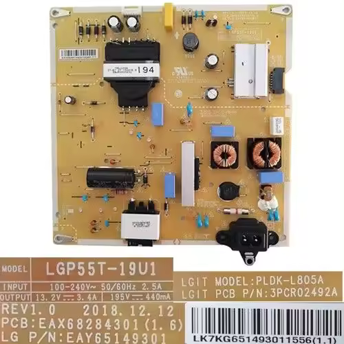 Fuente Alimentación EAX68284301(1.6) REV1.0, LG 55UM7400PLB - 1