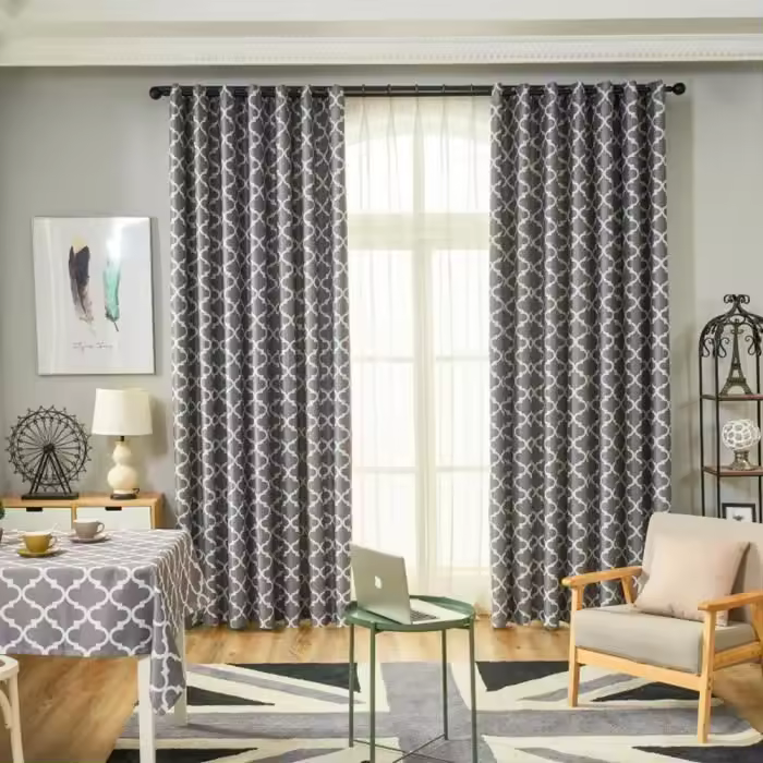 Cortinas térmicas opacas con estampado de ojales - Marca desconocida - Gris - 140x240cm - 1